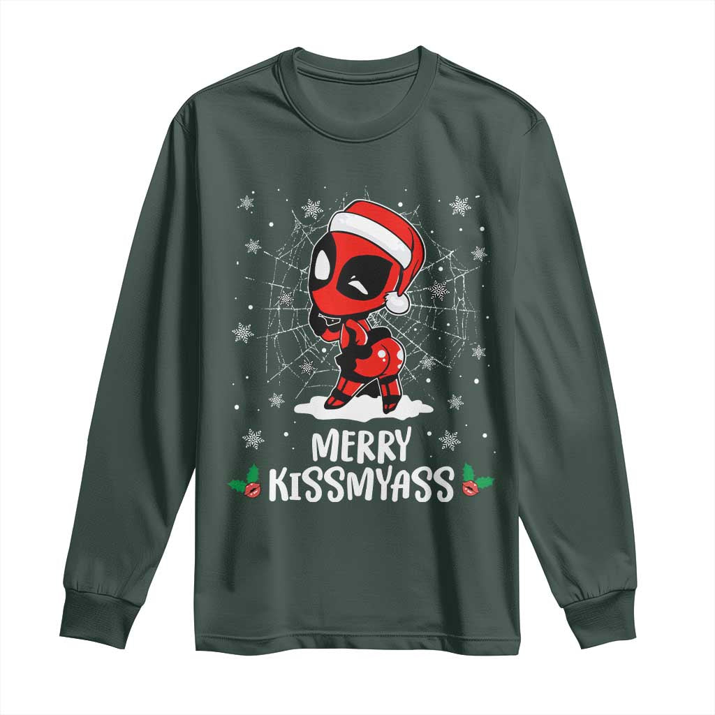 Funny Christmas Long Sleeve Shirt Merry Kissmyass Cute Spider-Women Santa Sarcastic Xmas