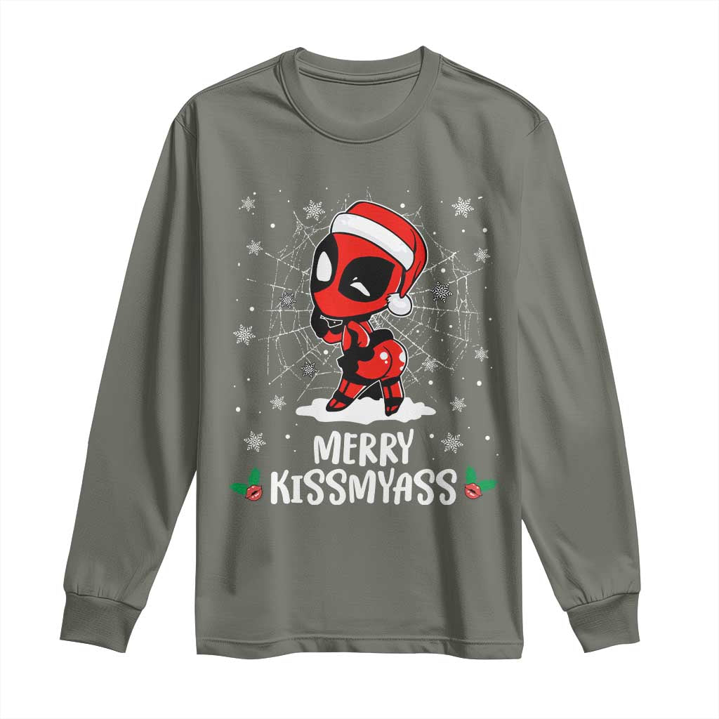 Funny Christmas Long Sleeve Shirt Merry Kissmyass Cute Spider-Women Santa Sarcastic Xmas