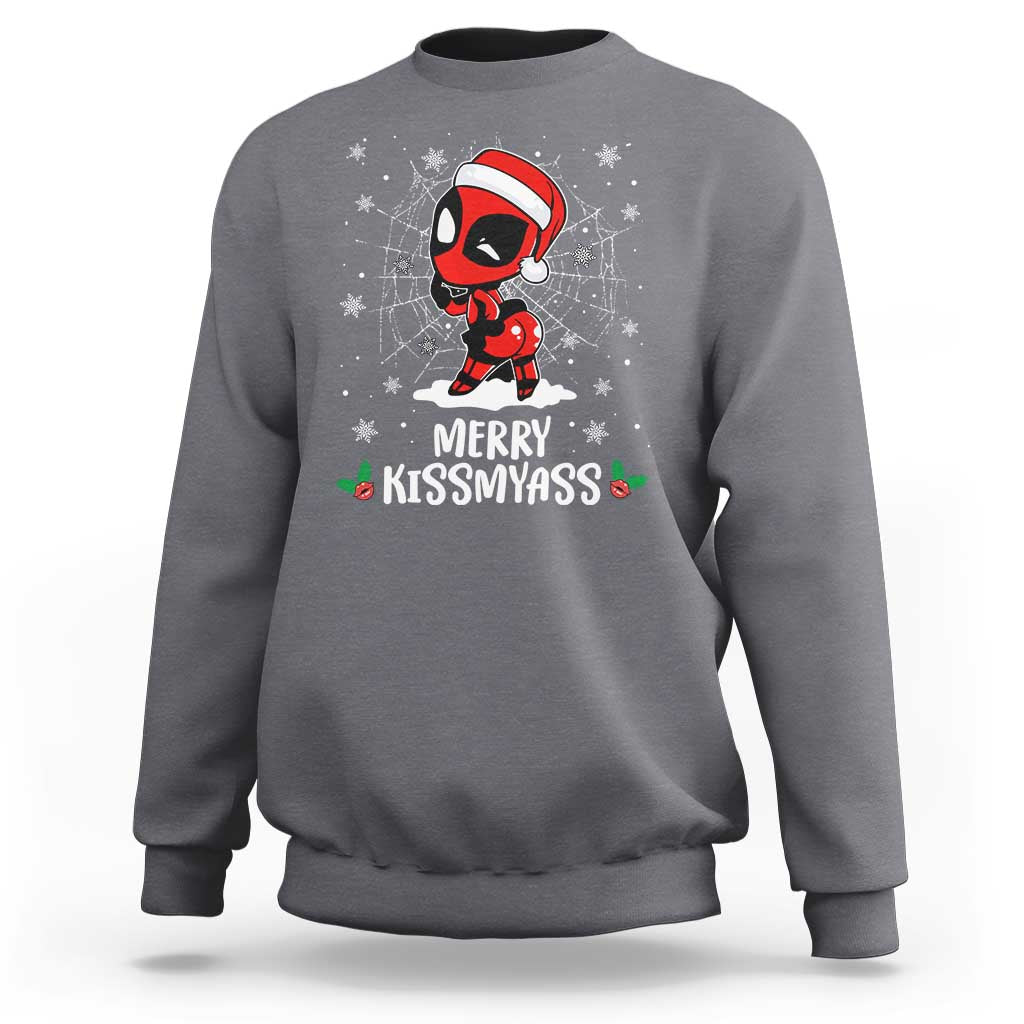 Funny Christmas Sweatshirt Merry Kissmyass Cute Spider-Women Santa Sarcastic Xmas - Wonder Print Shop