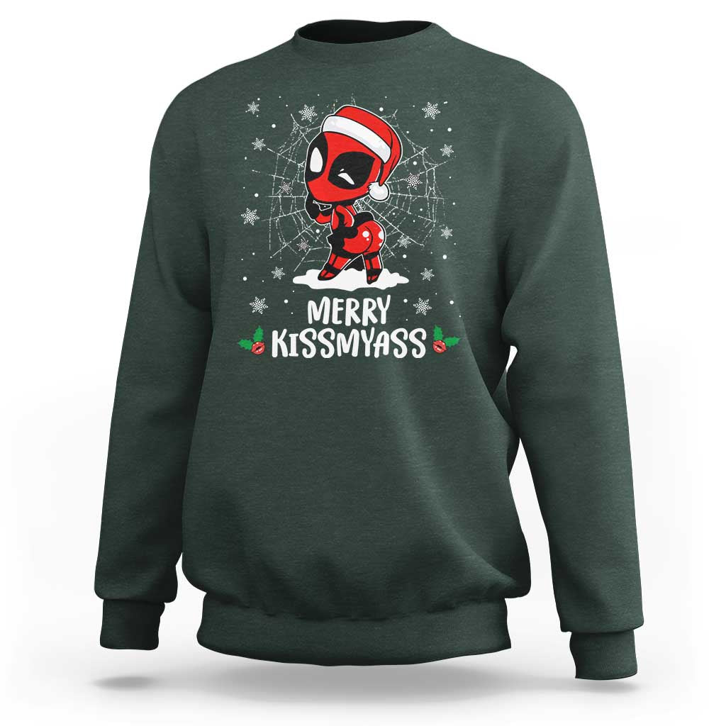 Funny Christmas Sweatshirt Merry Kissmyass Cute Spider-Women Santa Sarcastic Xmas - Wonder Print Shop