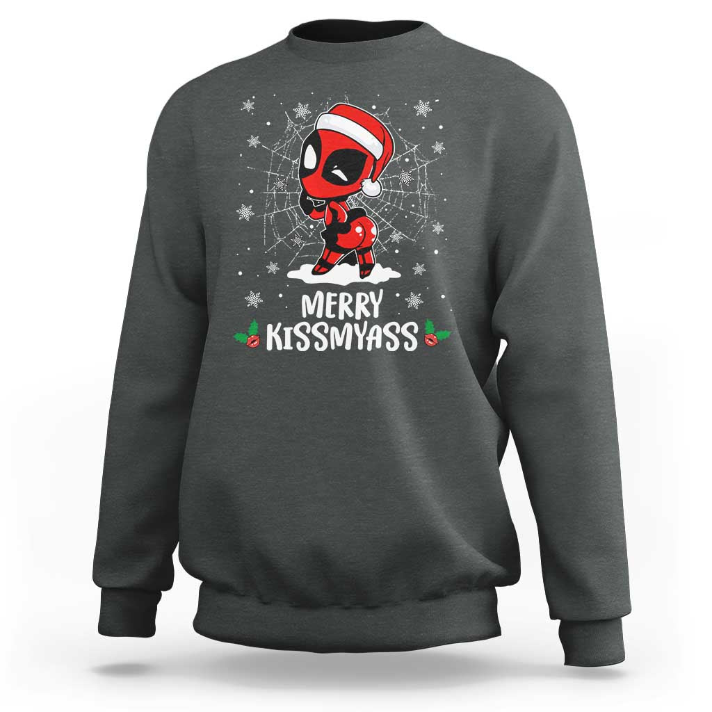 Funny Christmas Sweatshirt Merry Kissmyass Cute Spider-Women Santa Sarcastic Xmas - Wonder Print Shop