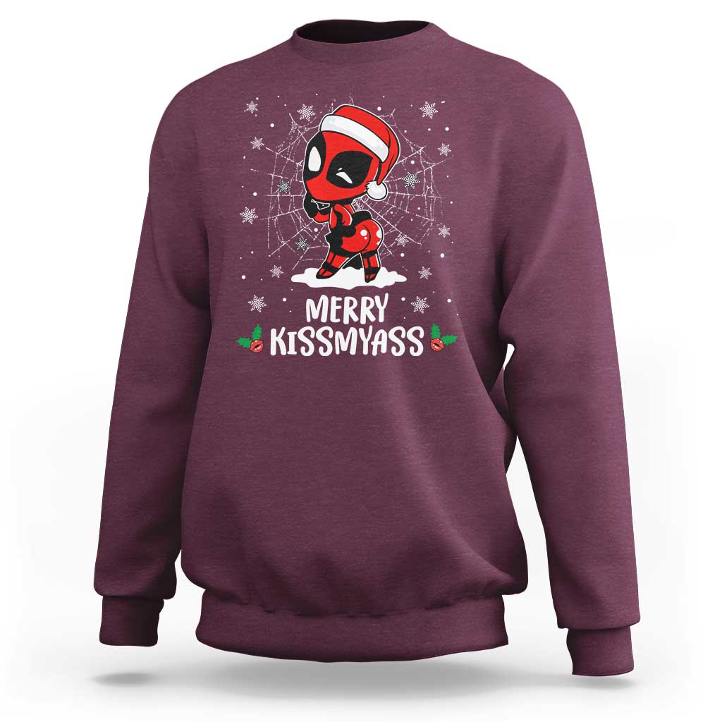Funny Christmas Sweatshirt Merry Kissmyass Cute Spider-Women Santa Sarcastic Xmas - Wonder Print Shop