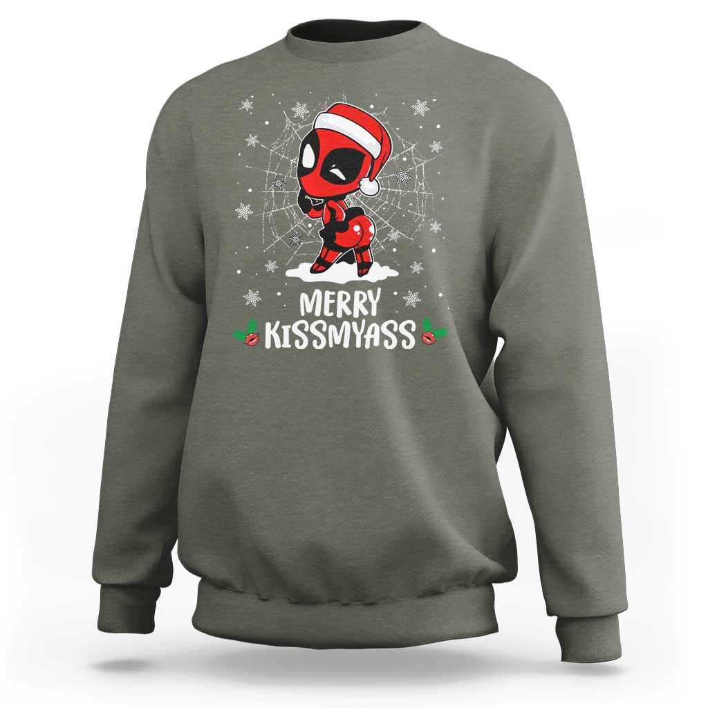 Funny Christmas Sweatshirt Merry Kissmyass Cute Spider-Women Santa Sarcastic Xmas - Wonder Print Shop