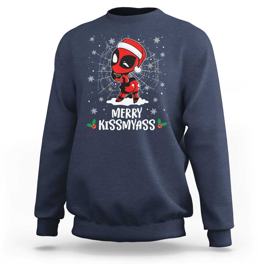 Funny Christmas Sweatshirt Merry Kissmyass Cute Spider-Women Santa Sarcastic Xmas - Wonder Print Shop