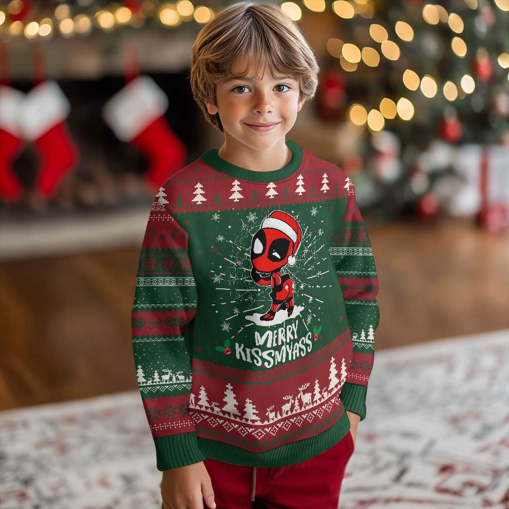 Funny Xmas Ugly Christmas Sweater Merry Kissmyass Cute Spider-Women Santa Sarcastic Xmas - Wonder Print Shop