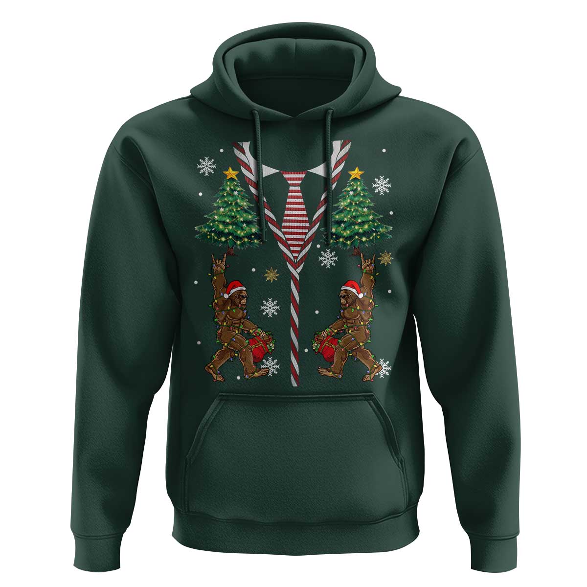 Funny Bigfoot Christmas Hoodie Bigfoot Santa Hat Ugly Xmas Sasquatch Loves