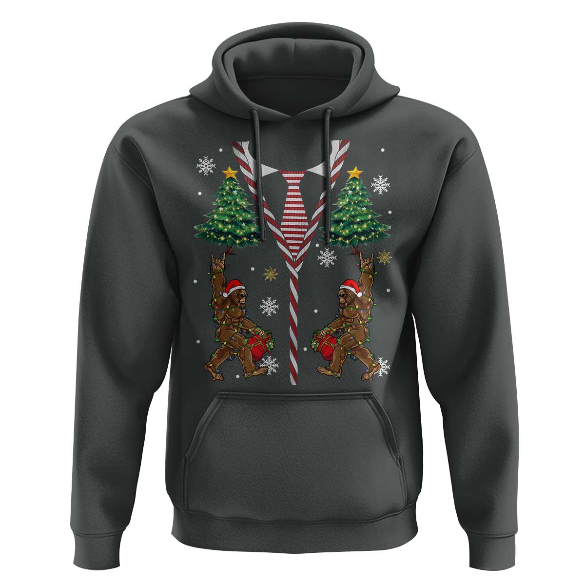 Funny Bigfoot Christmas Hoodie Bigfoot Santa Hat Ugly Xmas Sasquatch Loves