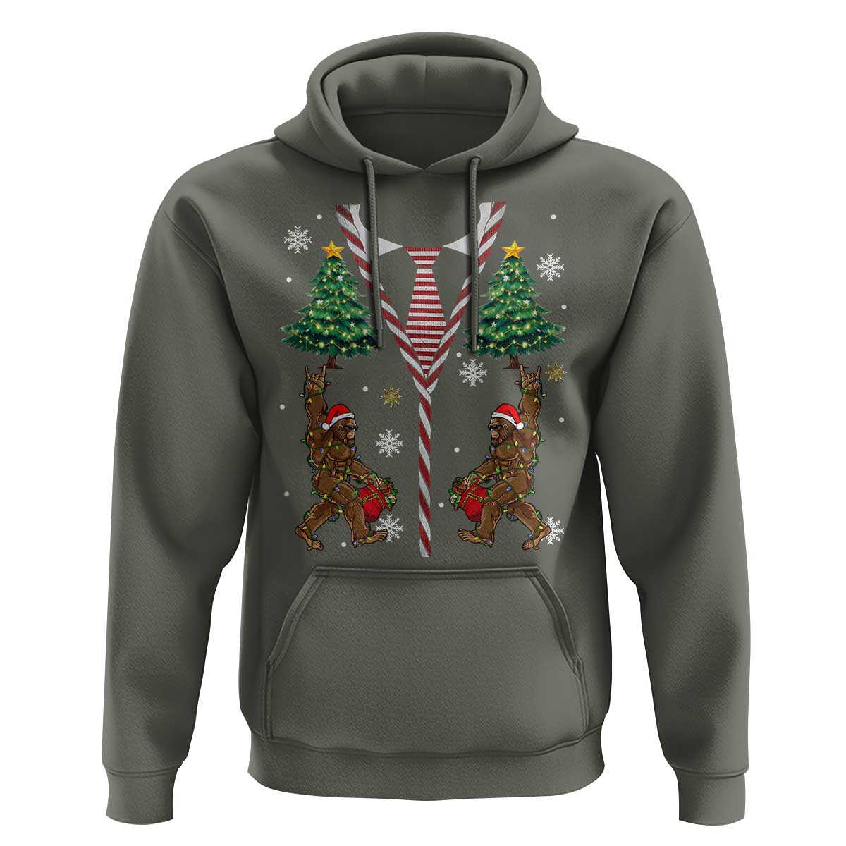 Funny Bigfoot Christmas Hoodie Bigfoot Santa Hat Ugly Xmas Sasquatch Loves