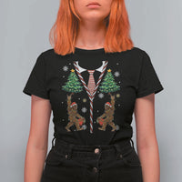 Funny Bigfoot Christmas T Shirt For Women Bigfoot Santa Hat Ugly Xmas Sasquatch Loves - Wonder Print Shop