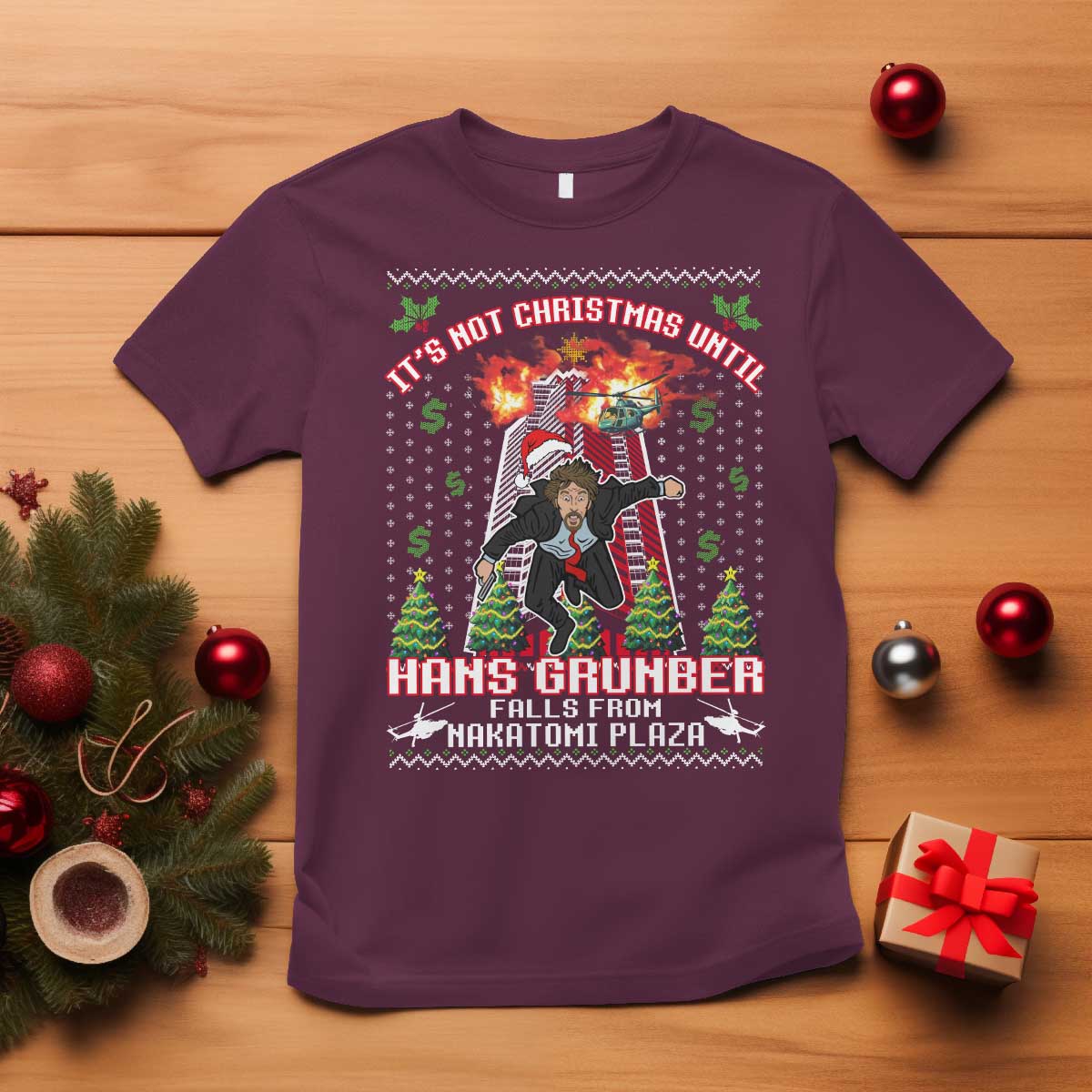 Nakatomi Plaza Christmas Party T Shirt 1988 Xmas Jumper Funny 80's Die Movie Bruce - Wonder Print Shop