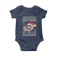 Funny Ugly Christmas Baby Onesie Dead Inside But Jolly AF Festive Sarcastic Snarky Skeleton Skull