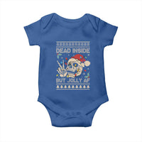 Funny Ugly Christmas Baby Onesie Dead Inside But Jolly AF Festive Sarcastic Snarky Skeleton Skull
