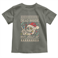 Funny Ugly Christmas Toddler T Shirt Dead Inside But Jolly AF Festive Sarcastic Snarky Skeleton Skull