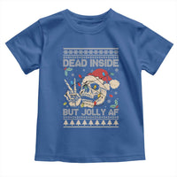 Funny Ugly Christmas Toddler T Shirt Dead Inside But Jolly AF Festive Sarcastic Snarky Skeleton Skull