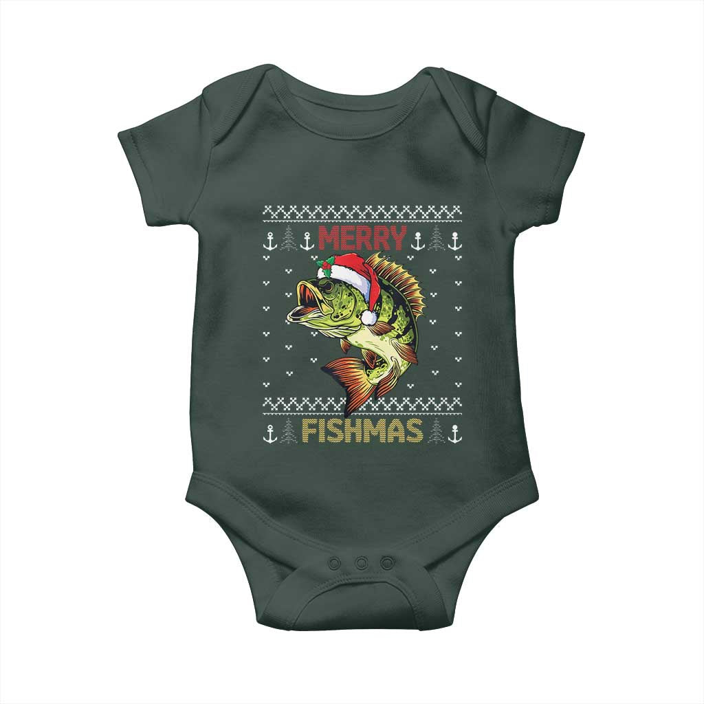 Fishing Christmas Baby Onesie Merry Fishmas Bass Fish Ugly Sweater