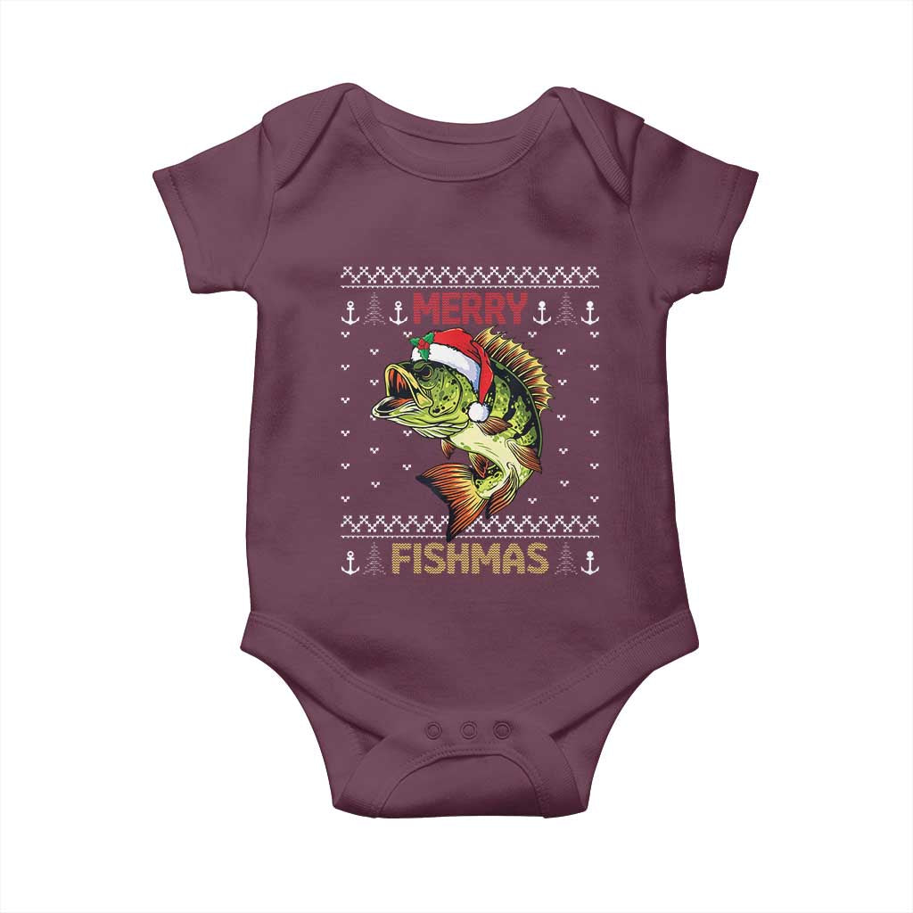 Fishing Christmas Baby Onesie Merry Fishmas Bass Fish Ugly Sweater