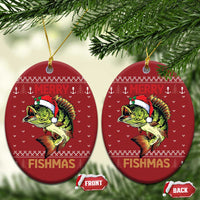 Fishing Christmas Ornament Merry Fishmas Bass Fish Ugly Sweater - Wonder Print Shop