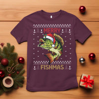 Fishing Christmas T Shirt Merry Fishmas Bass Fish Ugly Sweater - Wonder Print Shop