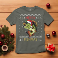 Fishing Christmas T Shirt Merry Fishmas Bass Fish Ugly Sweater - Wonder Print Shop