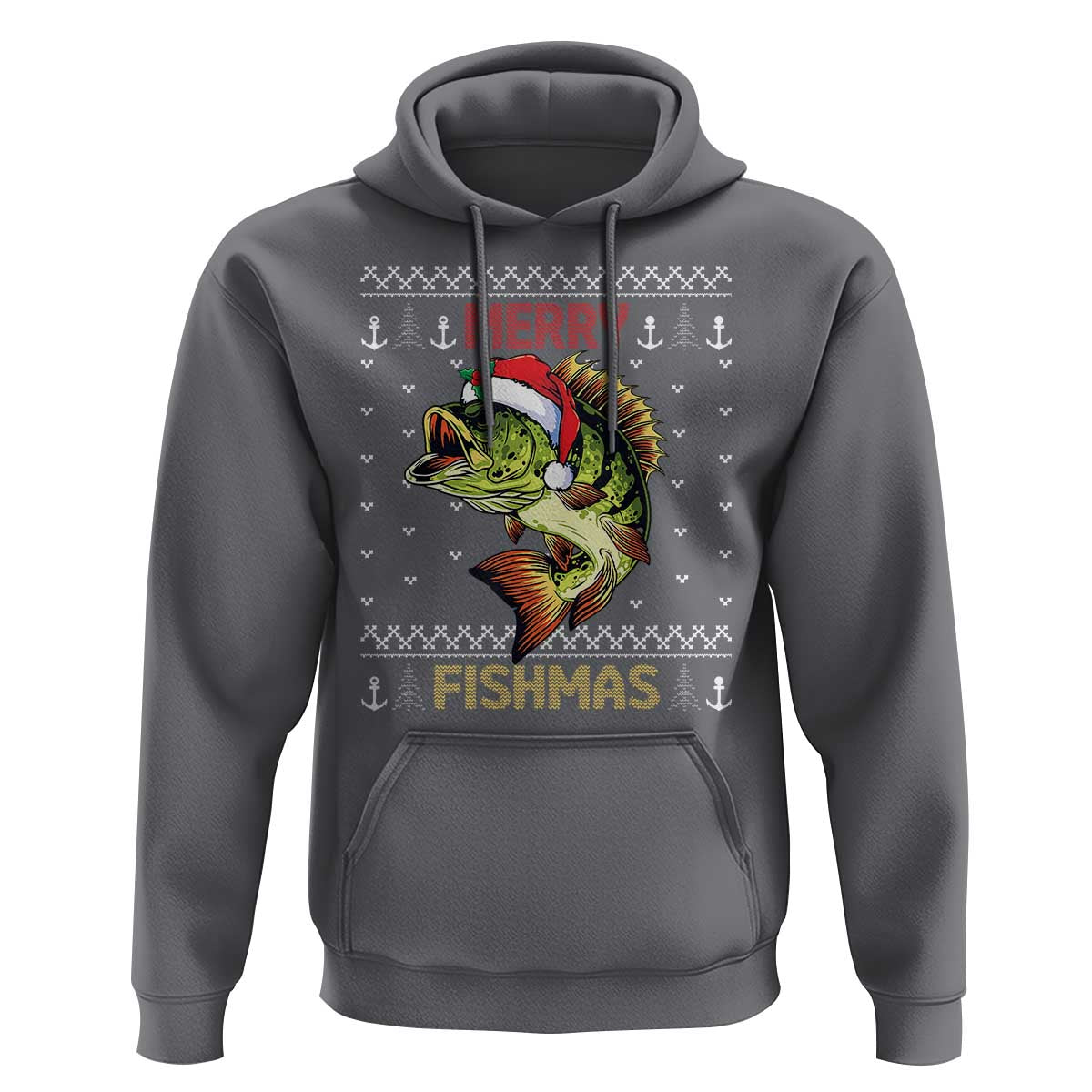 Fishing Christmas Hoodie Merry Fishmas Bass Fish Ugly Sweater