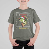 Fishing Christmas T Shirt For Kid Merry Fishmas Bass Fish Ugly Sweater - Wonder Print Shop
