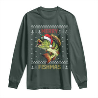 Fishing Christmas Long Sleeve Shirt Merry Fishmas Bass Fish Ugly Sweater