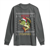 Fishing Christmas Long Sleeve Shirt Merry Fishmas Bass Fish Ugly Sweater