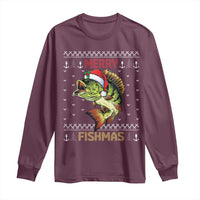 Fishing Christmas Long Sleeve Shirt Merry Fishmas Bass Fish Ugly Sweater