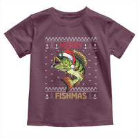 Fishing Christmas Toddler T Shirt Merry Fishmas Bass Fish Ugly Sweater