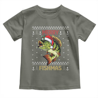 Fishing Christmas Toddler T Shirt Merry Fishmas Bass Fish Ugly Sweater