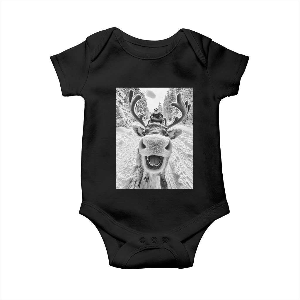 Funny Reindeer Selfie Christmas Baby Onesie