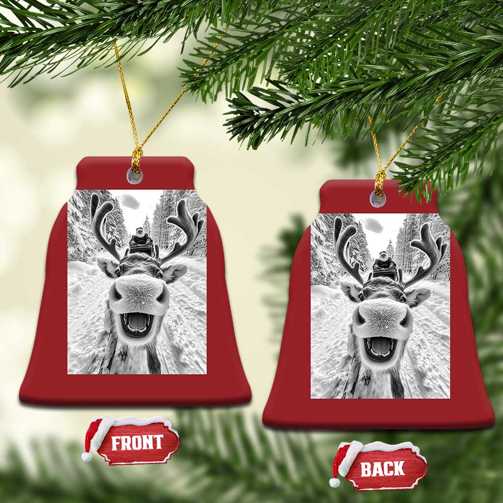 Funny Reindeer Selfie Christmas Ornament - Wonder Print Shop