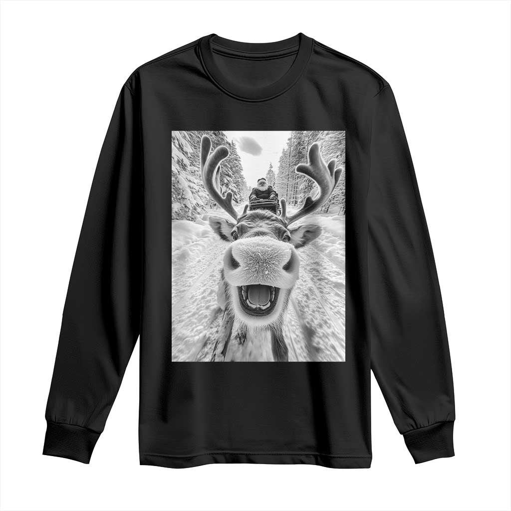 Funny Reindeer Selfie Christmas Long Sleeve Shirt