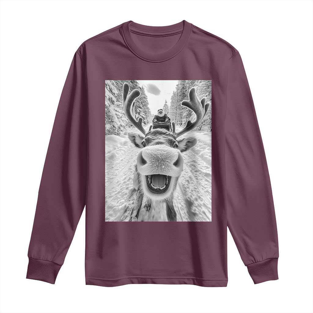 Funny Reindeer Selfie Christmas Long Sleeve Shirt