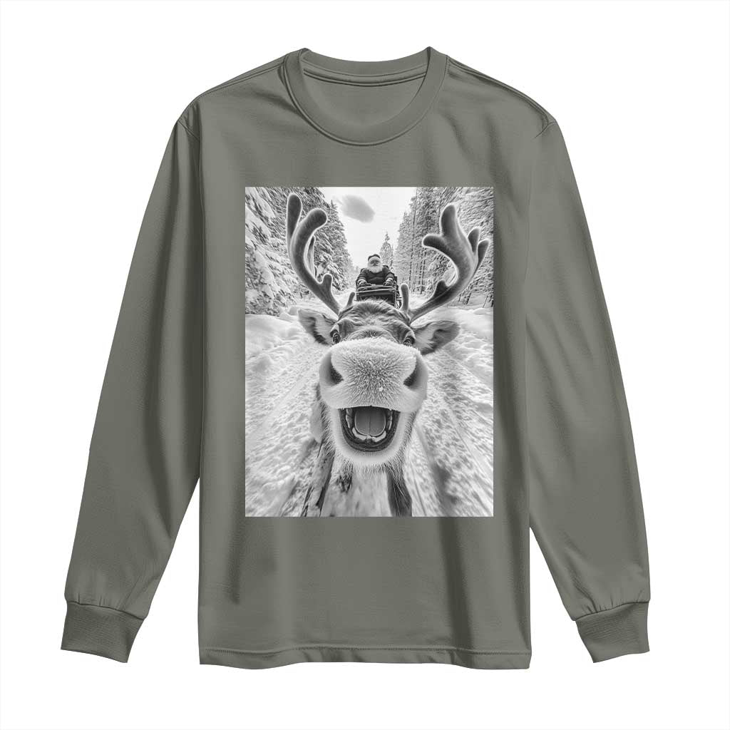 Funny Reindeer Selfie Christmas Long Sleeve Shirt