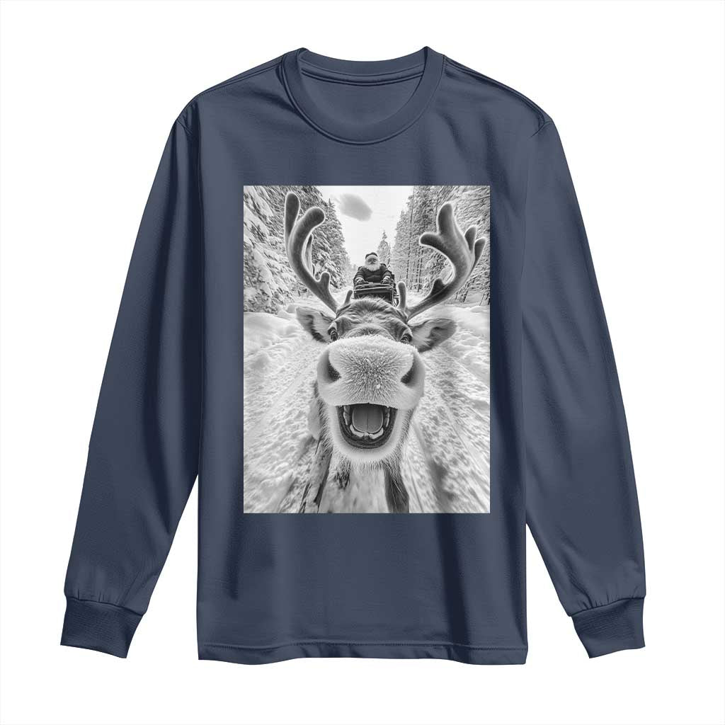 Funny Reindeer Selfie Christmas Long Sleeve Shirt