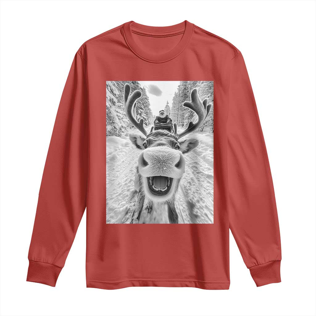 Funny Reindeer Selfie Christmas Long Sleeve Shirt