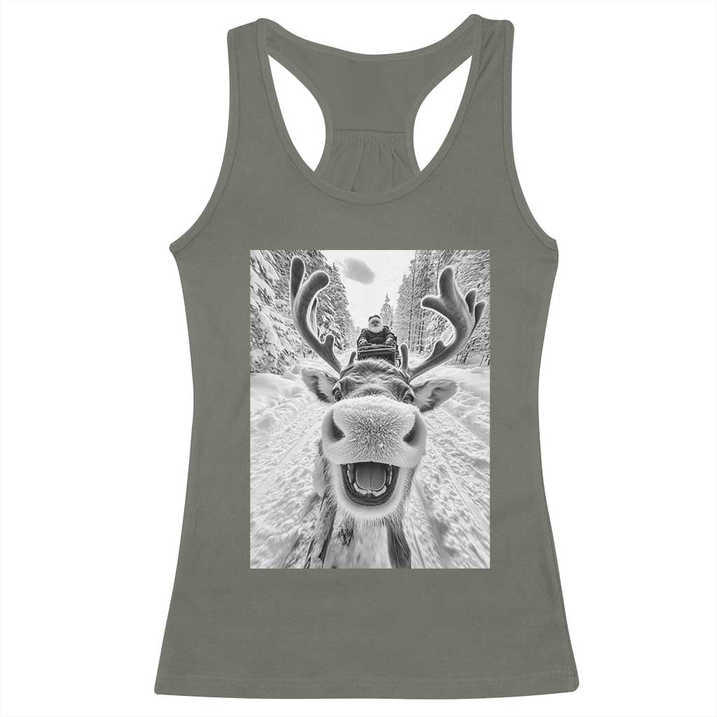 Funny Reindeer Selfie Christmas Racerback Tank Top