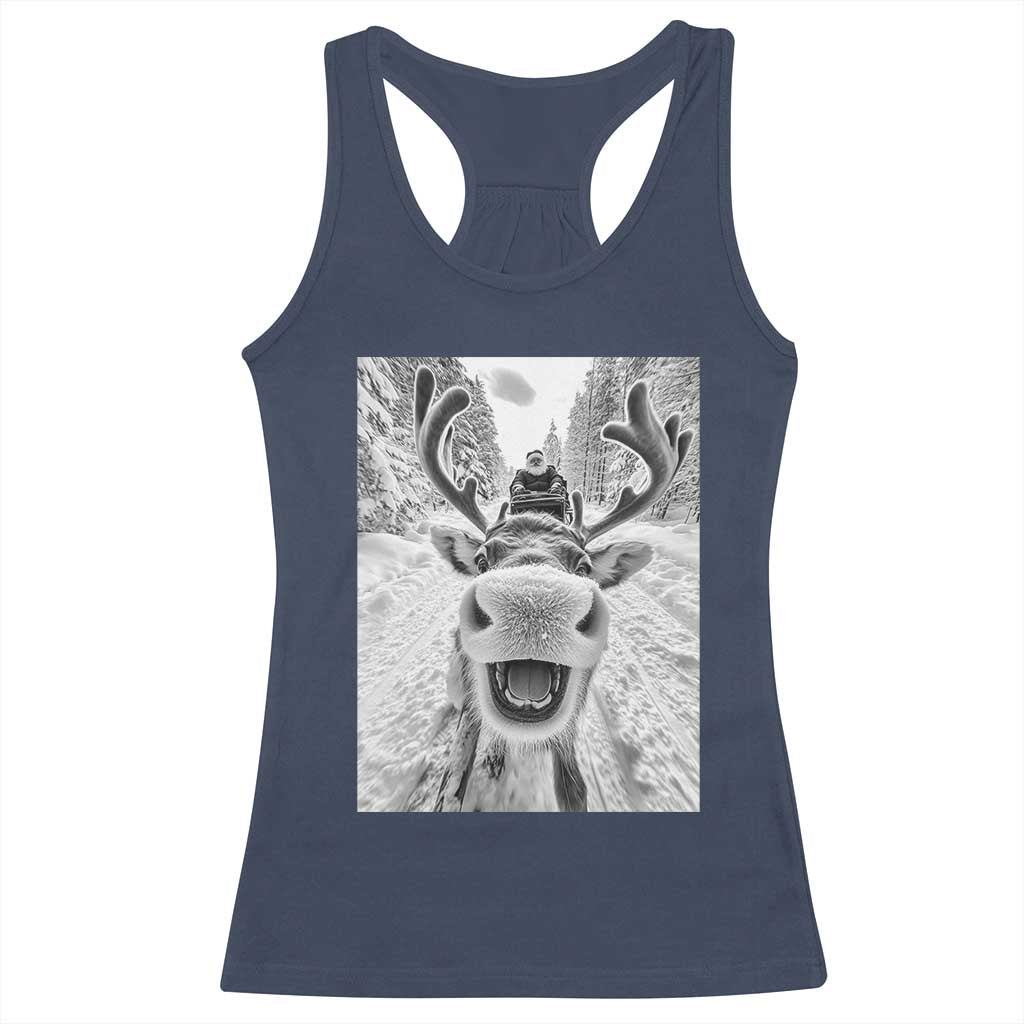 Funny Reindeer Selfie Christmas Racerback Tank Top