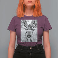 Funny Reindeer Selfie Christmas T Shirt For Women - Wonder Print Shop