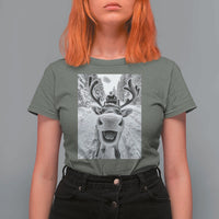 Funny Reindeer Selfie Christmas T Shirt For Women - Wonder Print Shop