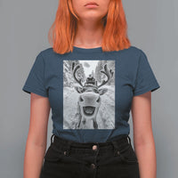 Funny Reindeer Selfie Christmas T Shirt For Women - Wonder Print Shop