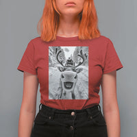 Funny Reindeer Selfie Christmas T Shirt For Women - Wonder Print Shop