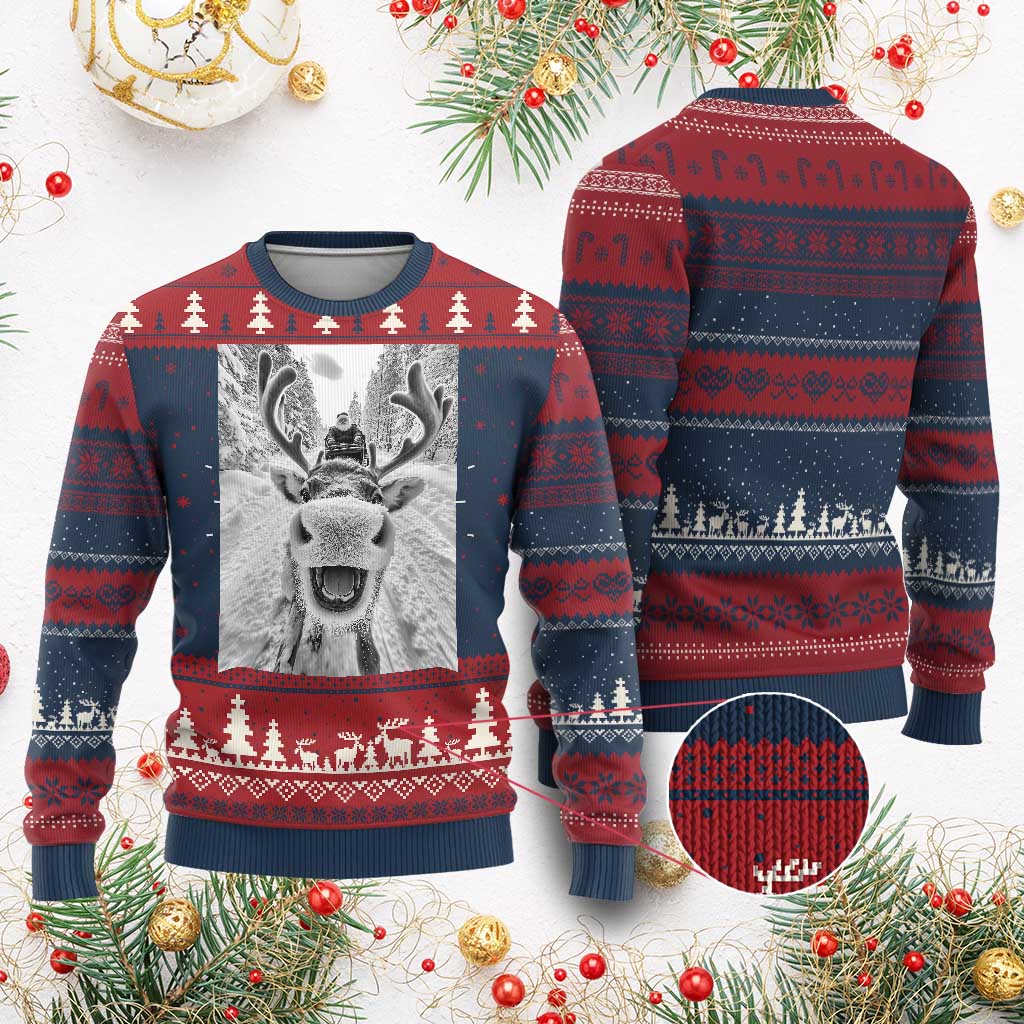 Funny Reindeer Selfie Ugly Christmas Sweater - Wonder Print Shop