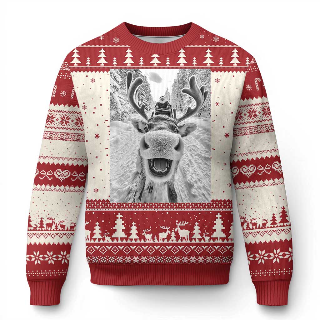 Funny Reindeer Selfie Ugly Christmas Sweater - Wonder Print Shop