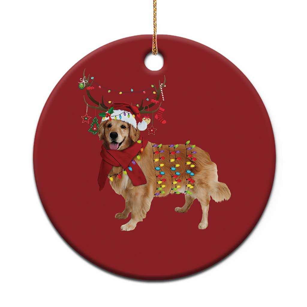 Golden Retriever Xmas Christmas Ornament Gift for Dog Lover Happy New Year Xmas Lights - Wonder Print Shop