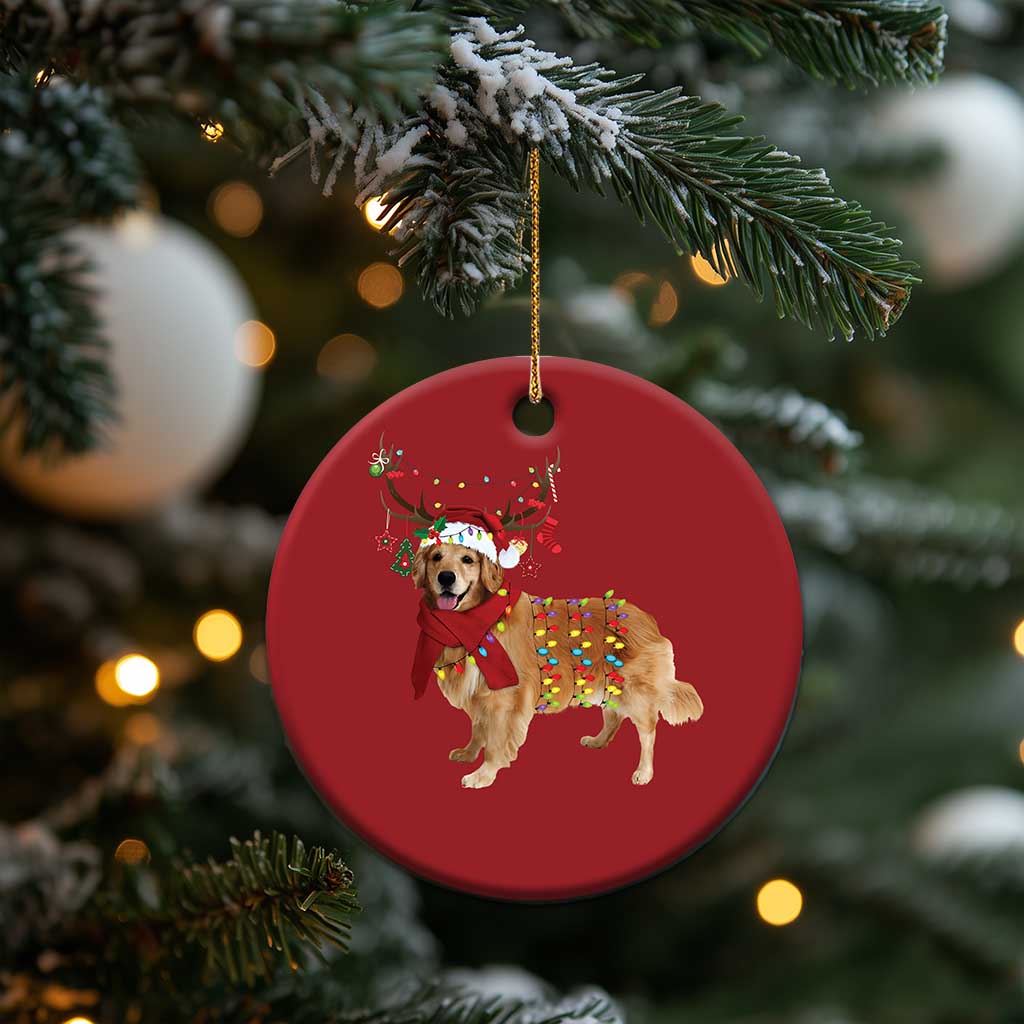 Golden Retriever Xmas Christmas Ornament Gift for Dog Lover Happy New Year Xmas Lights - Wonder Print Shop