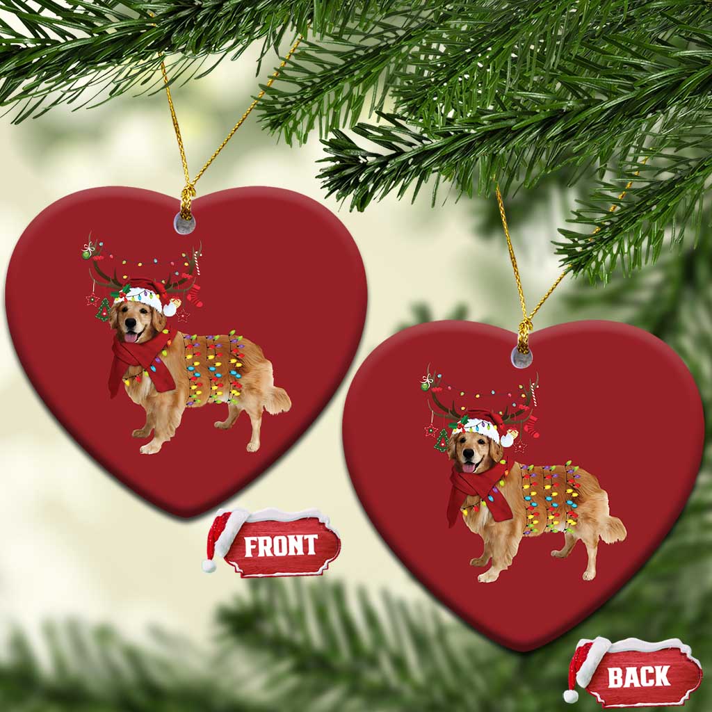 Golden Retriever Xmas Christmas Ornament Gift for Dog Lover Happy New Year Xmas Lights - Wonder Print Shop