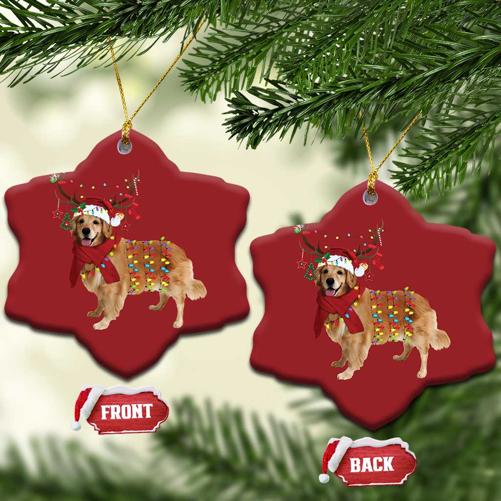 Golden Retriever Xmas Christmas Ornament Gift for Dog Lover Happy New Year Xmas Lights - Wonder Print Shop