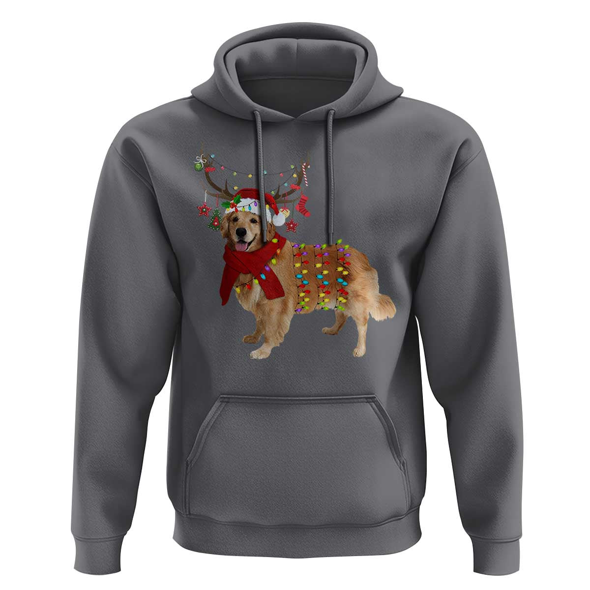Golden Retriever Christmas Hoodie Gift for Dog Lover Happy New Year Xmas Lights